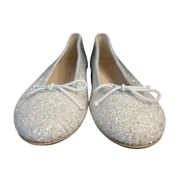 Andago Ombre Glitter Ballet Flats Womens 37/6.5M Silver Gray Bow Spain Shoes - Picture 3 of 7